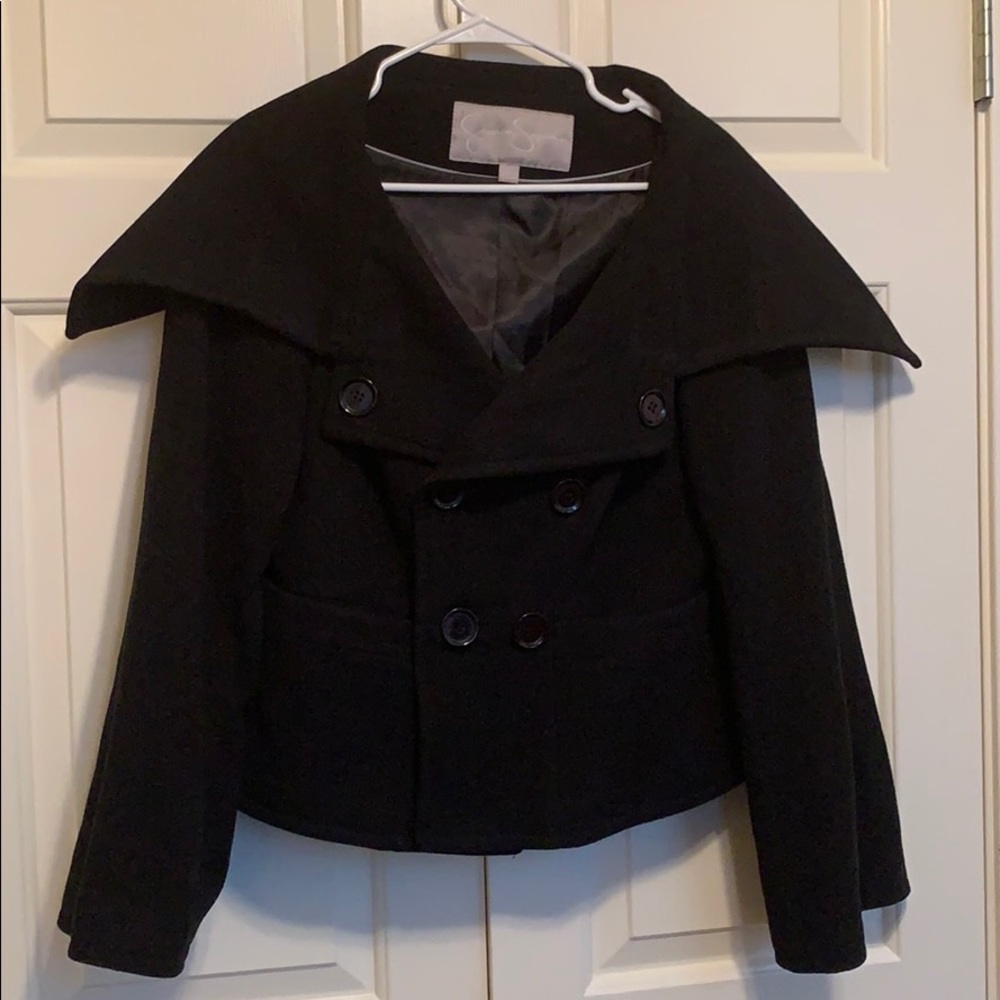 Jessica Simpson modern black wool coat